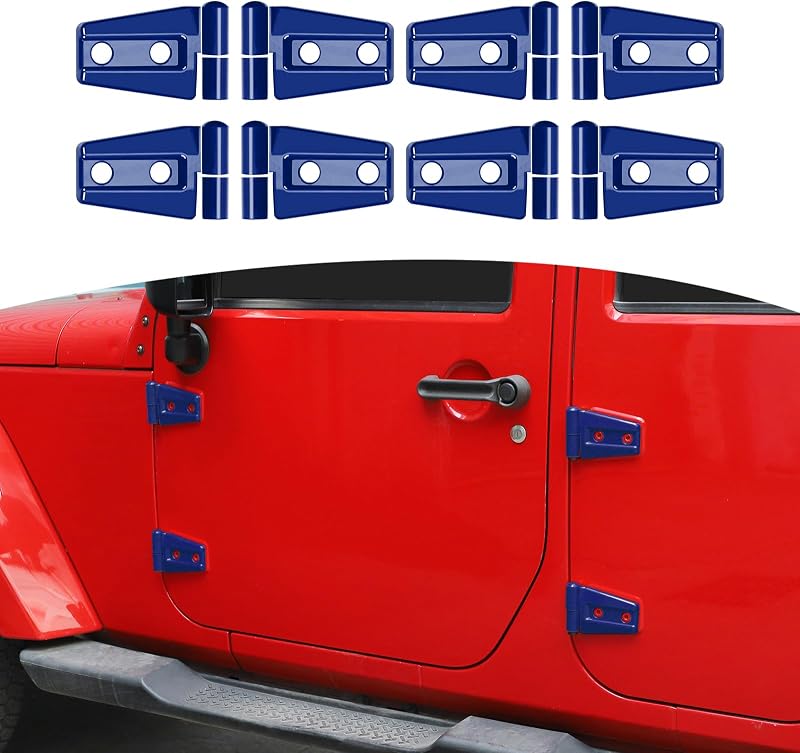 Protetores de Dobradiça de Porta RT-TCZ Azul para Jeep Wrangler JK JKU 2007 a 2017, ABS, 8 peças