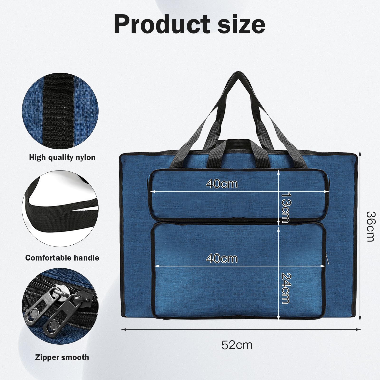 MeYuxg Bolsa de dibujo A3, impermeable, bolso de mano, almacenamiento y viajes (azul), moderno