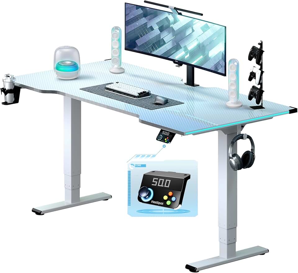 FLEXISPOT E6G CyberX 63 Inch RGB LED Electric Gaming Standing Desk