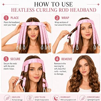 Ezranova Octopus Heatless Curler Hair for Overnight Styling | Curling Rod Headband, Soft No Heat Hair Curlers, Soft Sleeping Overnight Silk Ribbon Hair Rollers
