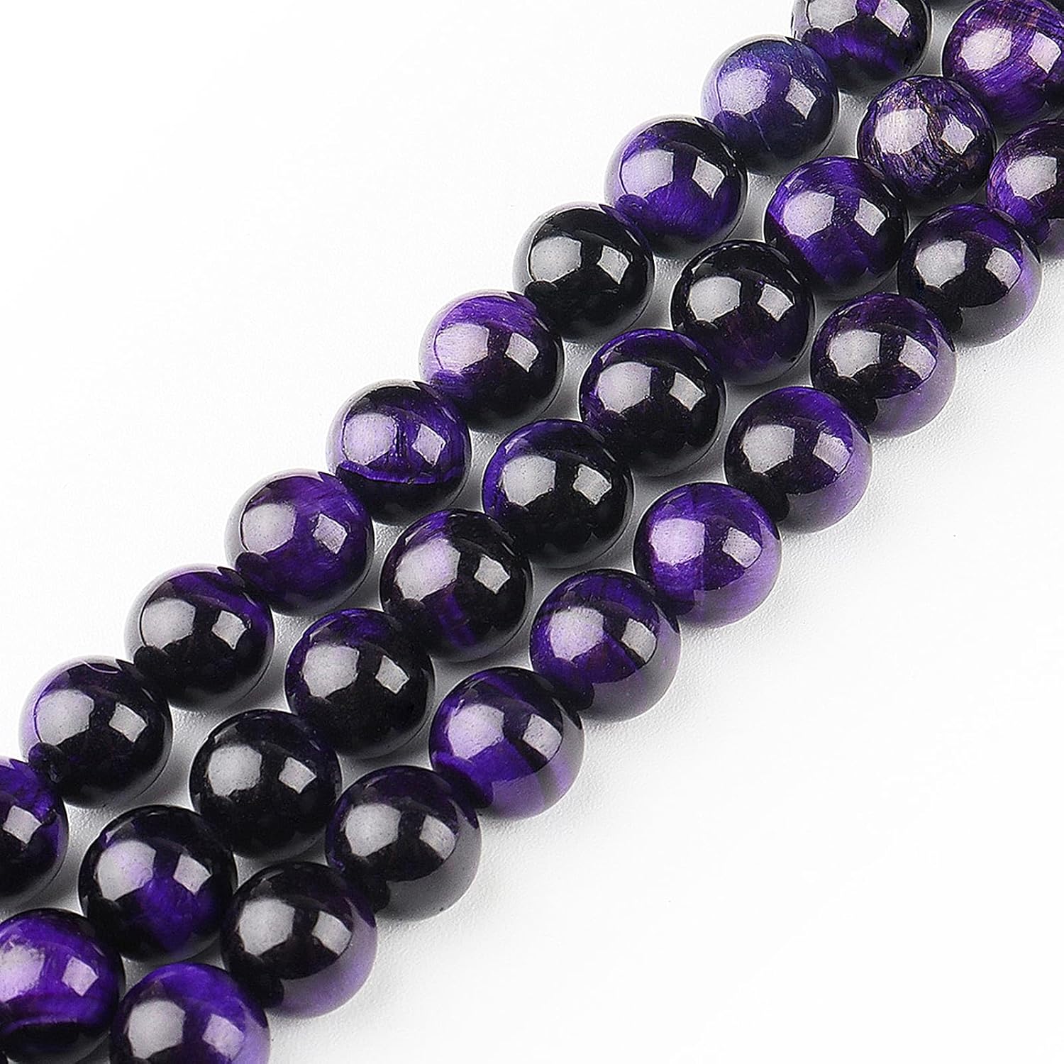 Natural Purple Tiger Eye Beads for Jewelry Making - Stone Beads Gemstone Beads for Bracelets, 6mm Crystal Round Loose Beads(58-60pcs, 6mm, Purple Tiger Eye) - Image 3