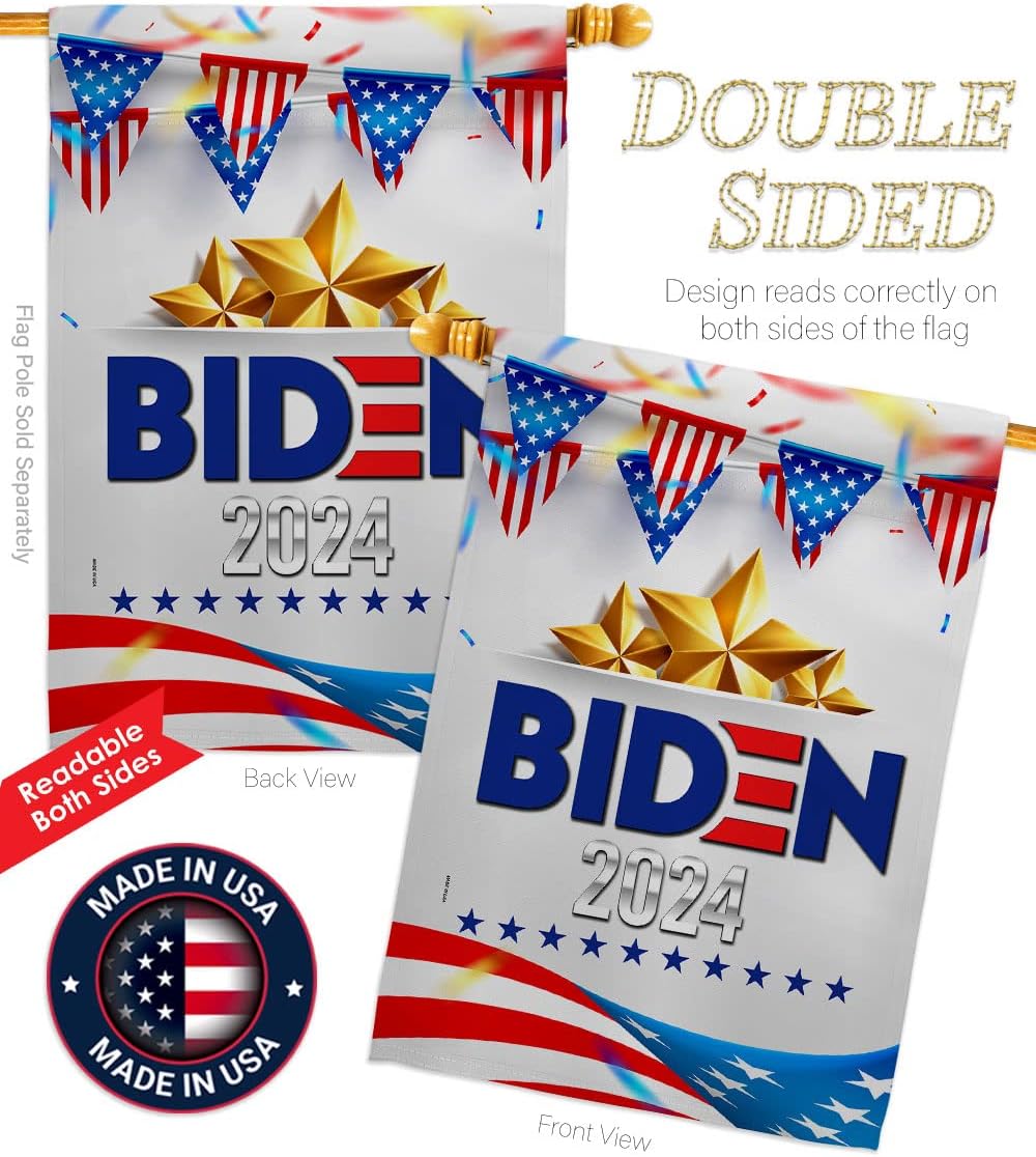 Biden Harris Flag 2020 Set Patriotic Vote President Democrat Republican Tea Party United State American Election Banner Small Yard Gift Double-Sided, 1 x House & 1 x Garden Flags, Thick Fabric