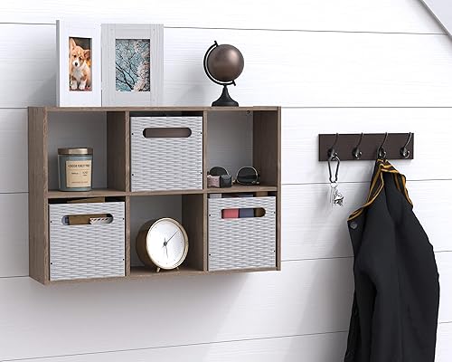 Miniatura 10 de ClosetMaid Mini organizador de escritorio o pared de 6 cubos, teca desgastada