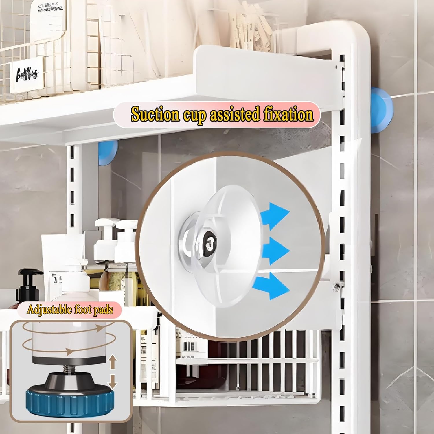 Over The Toilet Storage Cabinet, Widen 3-Tier Toilet Storage Rack, with Adjustable Shelves and Basket, Floor Stand Bathroom Organizer, for Bathroom, Restroom, Laundry(White)