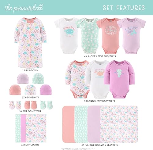 Miniatura 2 de The Peanutshell Juego de canastilla de bebé para niñas, artículos esenciales para bebés recién nacidos, regalos para recién nacidos de 0 a 3 meses,