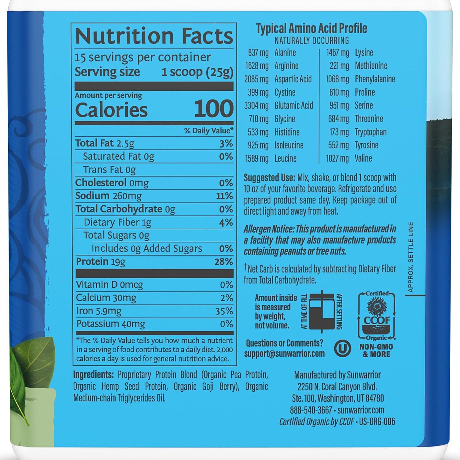 Sunwarrior Warrior Blend Organic Vegan Plant Protein Powder (15 Servings (Pack of 1), Berry Shortcake) — Amazon image 19