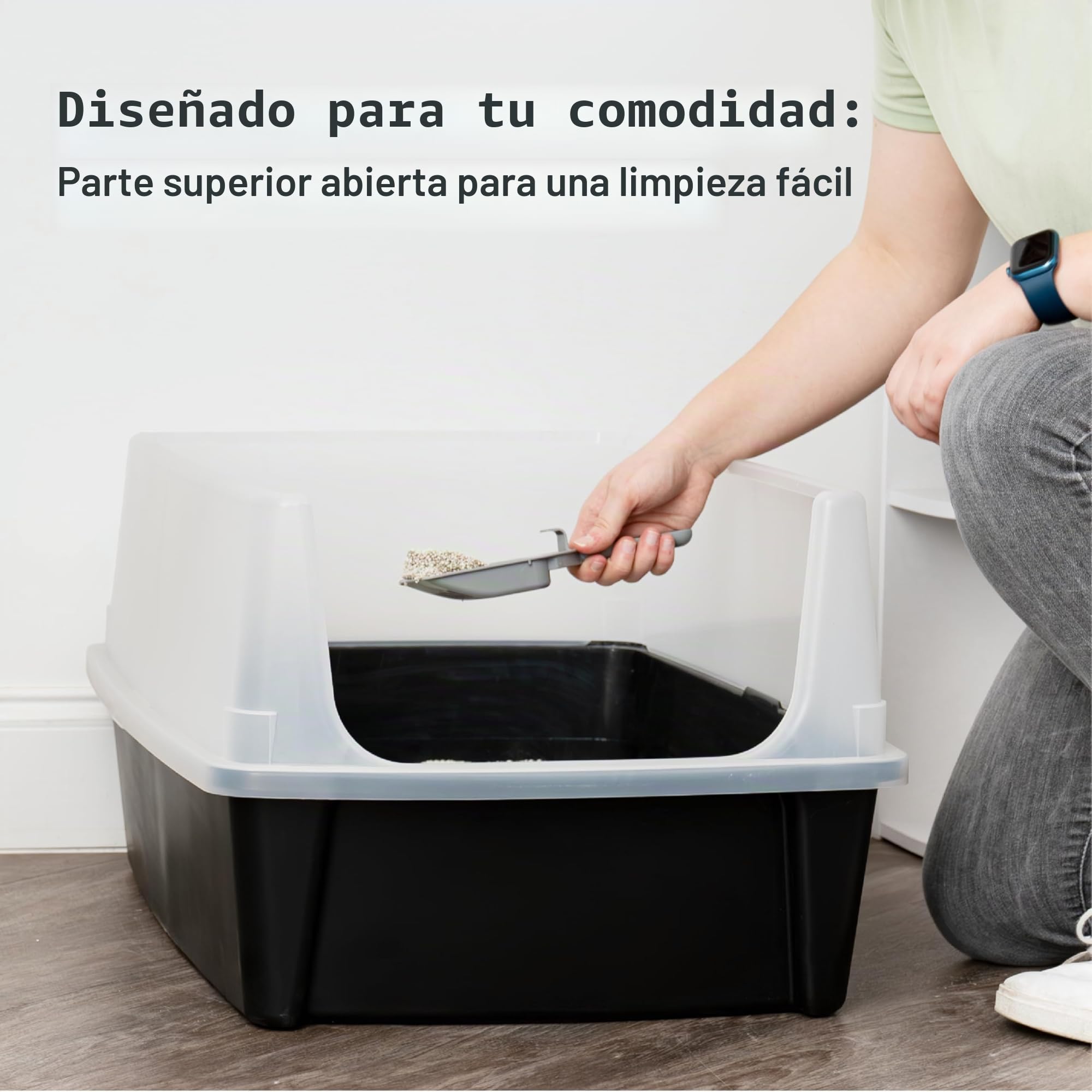IRIS USA - Caja de arena extragrande para gatos grandes y hogares con múltiples gatos, protector de dispersión de cara alta, fácil de limpiar, 30 pulgadas de largo x 20 pulgadas de ancho x 14 pulgadas