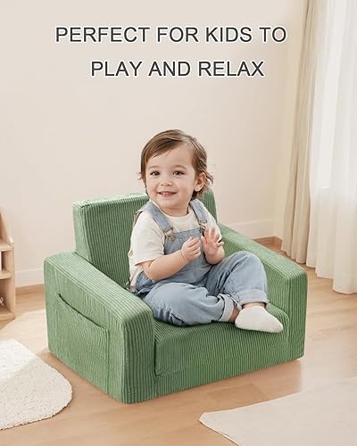 Miniatura 6 de Toddle & Silla para niños, sofás suaves 2 en 1 que se pliegan, sillas para niños pequeños, cómodas de 1 a 3 años, sofá convertible para descansar,