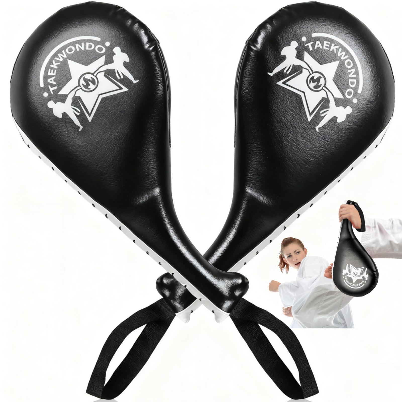 Noamus 2 Pack Taekwondo Kick Pads, Durable Striking Target Paddles, TKD Karate Martial Arts Strike Targets, Kickboxing Training Equipment Sparring