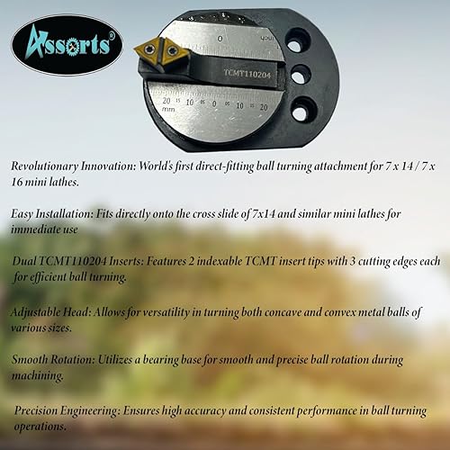 Miniatura 8 de Accesorio de torneado de bolas para mini tornos de 7x14 y 7x16 - Gira bolas cóncavas y convexas - consin caja - Opción de insertos de carburo de
