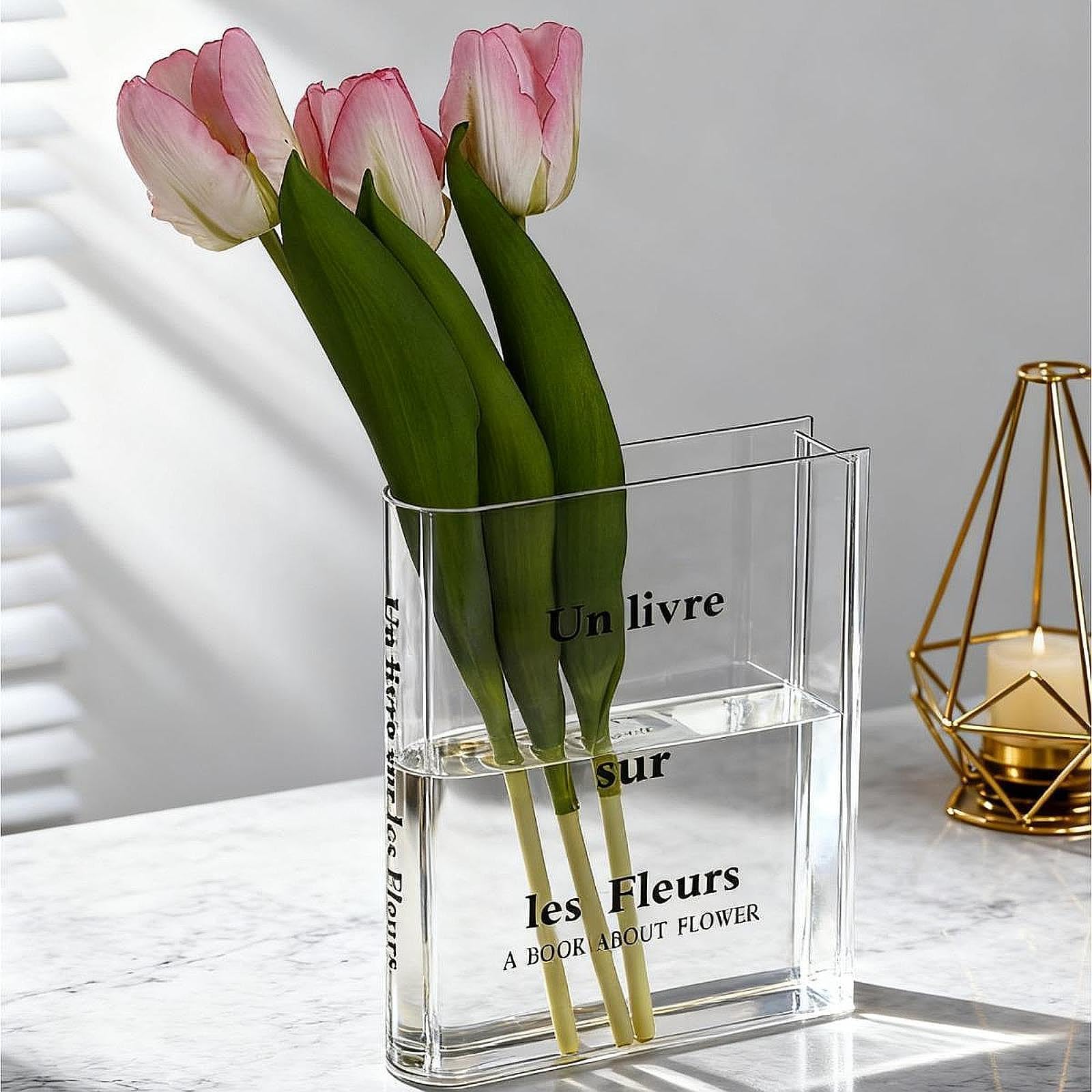 Book Shaped Flower Vase Decorative Vase for Living Room Bookshelf Decoration Printed-image-36