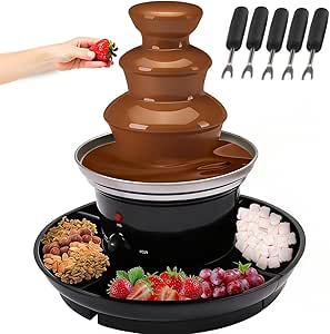 3-Tier Commercial Chocolate Fountain, 1LBS Hot Chocolate Fondue Tower, 120V 40W Stainless Steel
