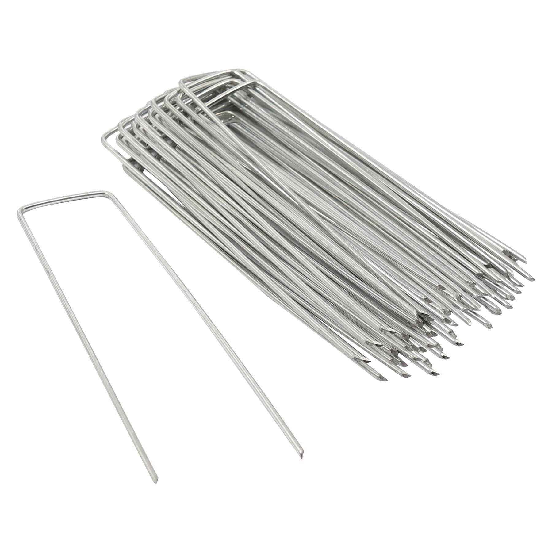 Harbour Housewares U-Shaped Weed Control Membrane Pegs - 6" (150mm) - 150x Galvanised Metal Garden Gardening Grass Fabric Netting Matting Mat Cover Ground Sheet Tent Pins Stakes Staples