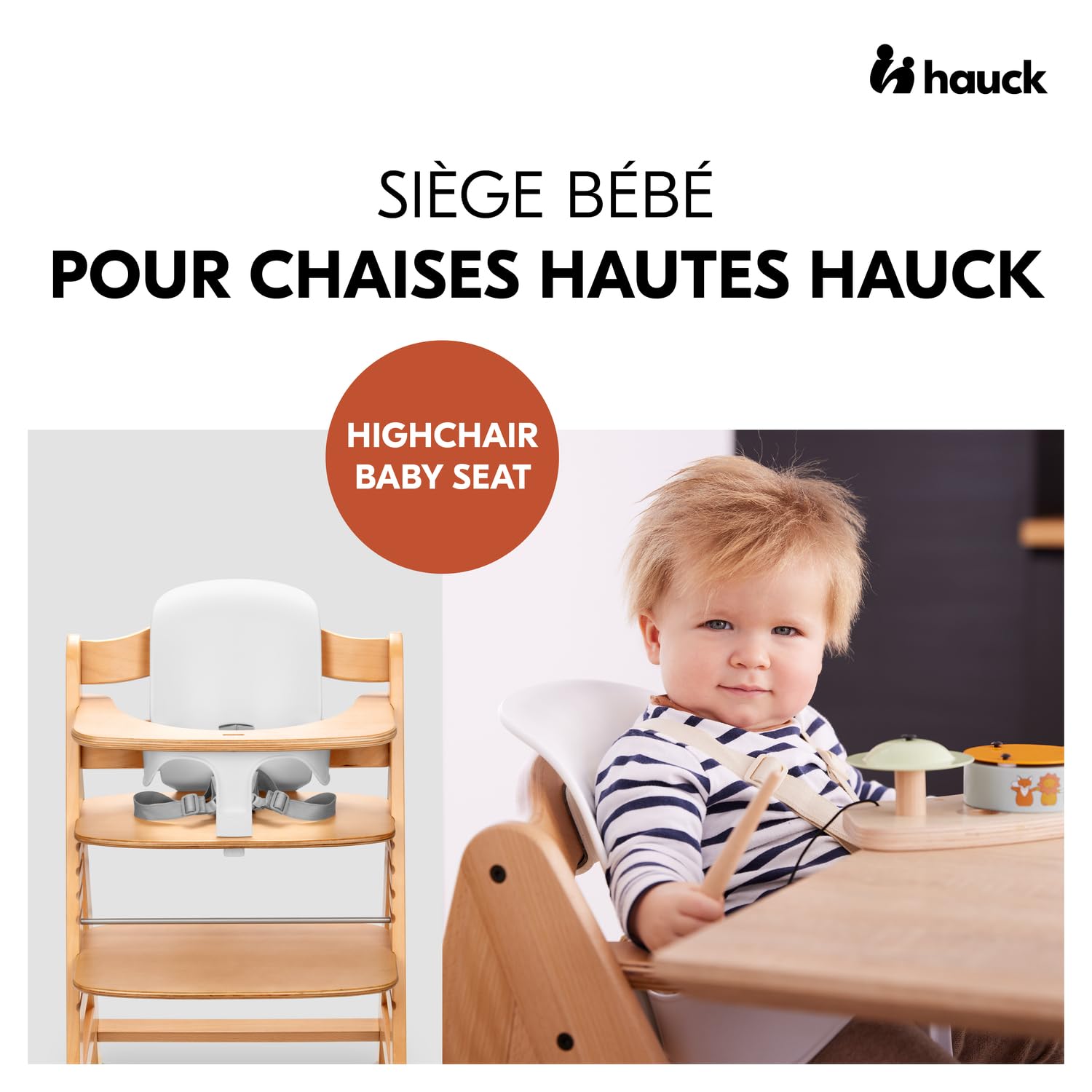 hauck Reducteur Chaise Haute, Pour Alpha +, Beta+ et Arketa - Utilisable dès 6 Mois, Ergonomique, Réglable et Évolutif - Mise en Place sans Outils - Blanc