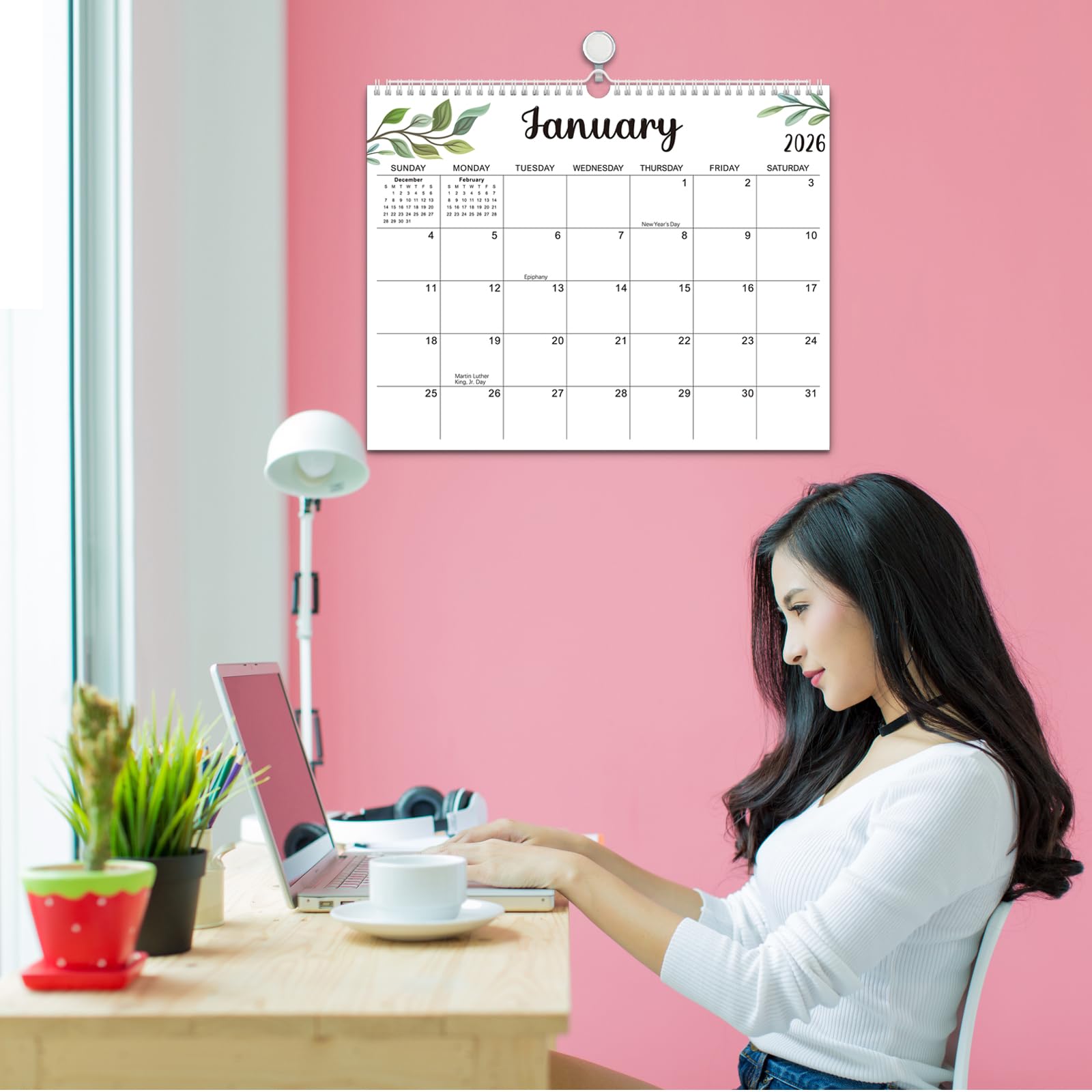 Wandkalender 2025-2026, 18 Monate Akademischer Kalender, Juli 2025 - Dez. 2026, 37,5 cm × 29,8 cm, Monatskalender zum Aufhängen an der Wand, mit dickem Papier für Büro, Zuhause