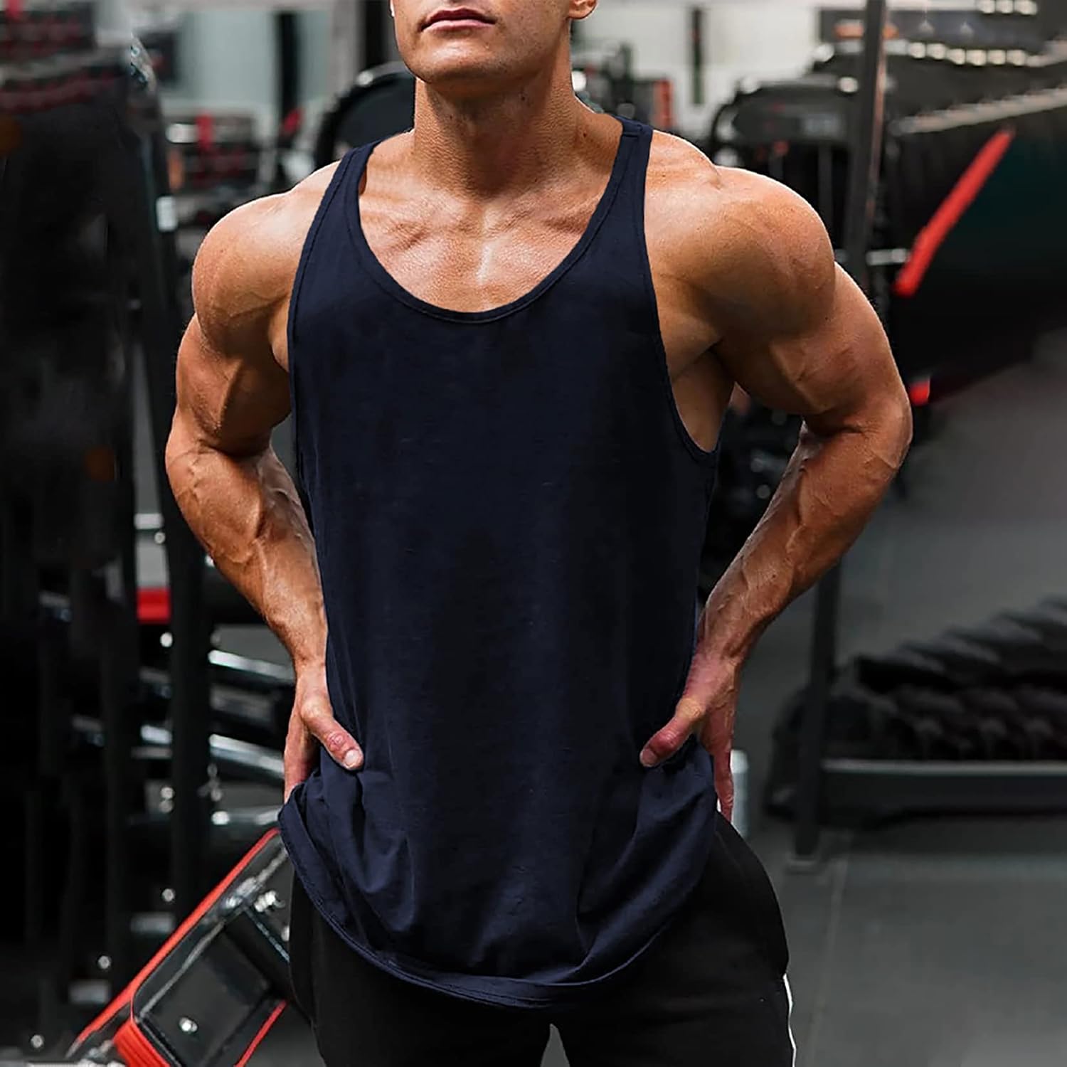 TURETRENDY Men's 3 Pack Tank Tops Workout Shirt Quick Dry Sleeveless Gym Stringer Muscle T-Shirts