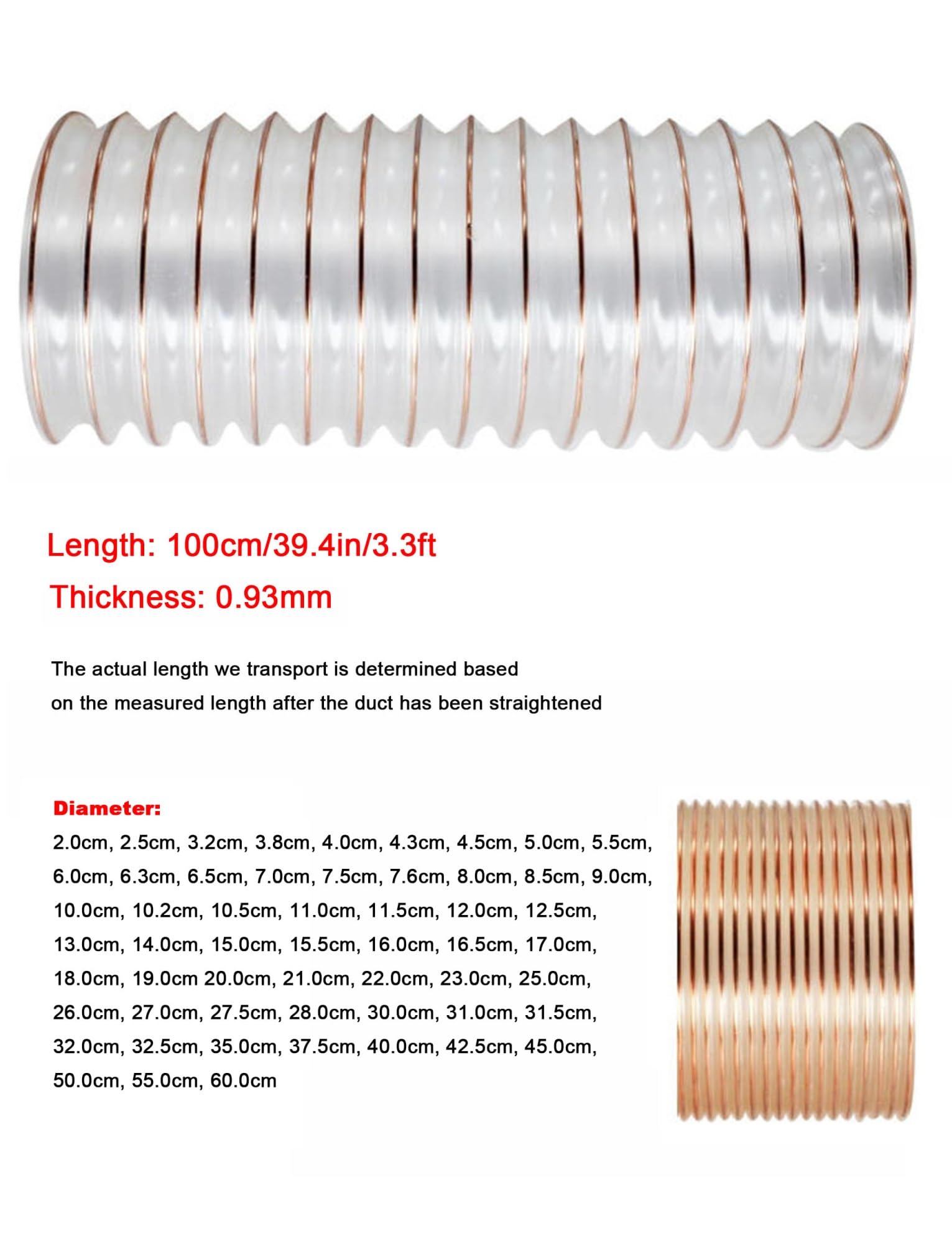 Manguera de conducto, tubo flexible transparente para extracción de polvo y control de humos, resistente a pinchazos, ideal para talleres y uso industrial