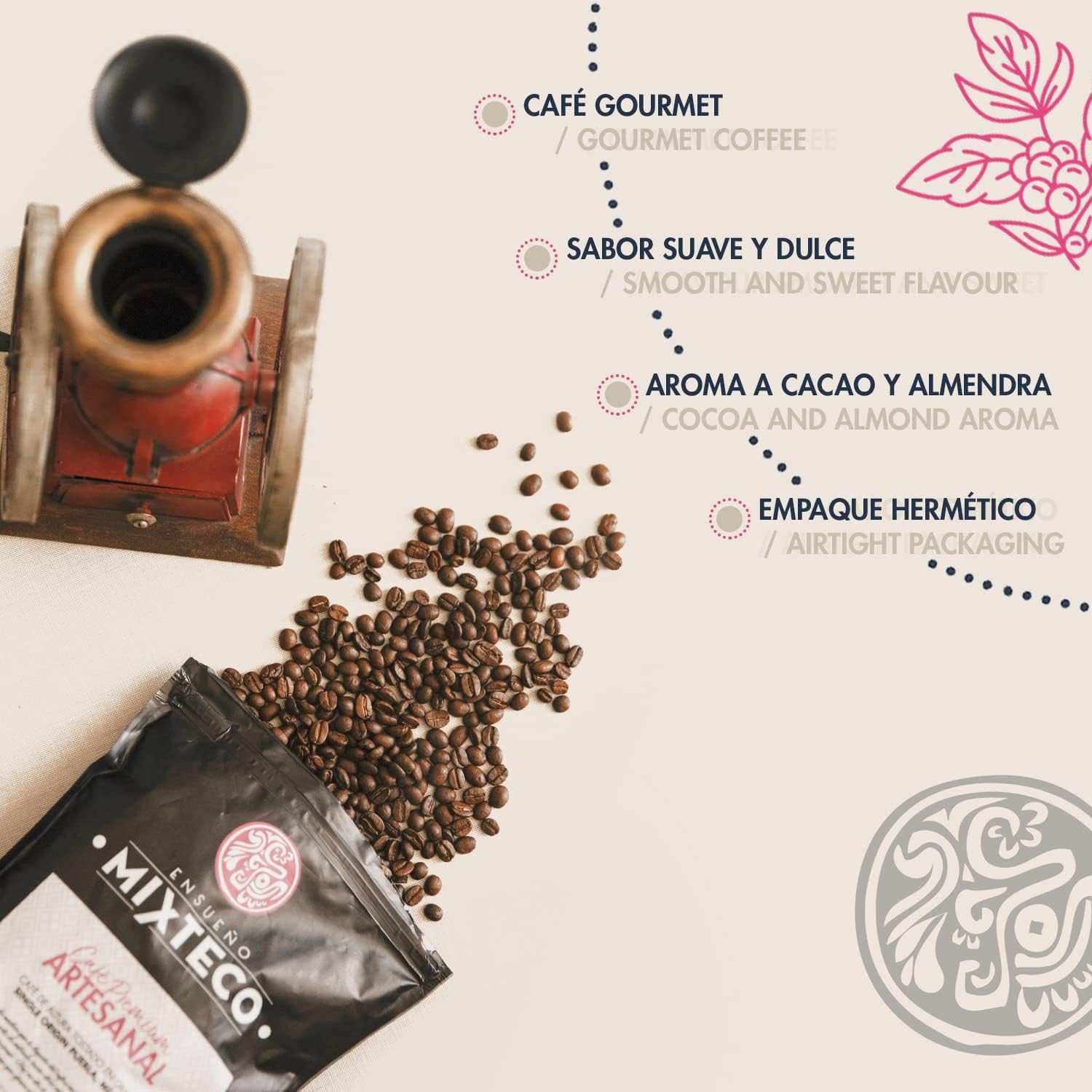 Ensueño Mixteco - Pack 2 Bolsas de Café en Grano de Especialidad y Tostado Natural - 460g + 500g - 100% Arábica - Producción Artesanal - Origen México