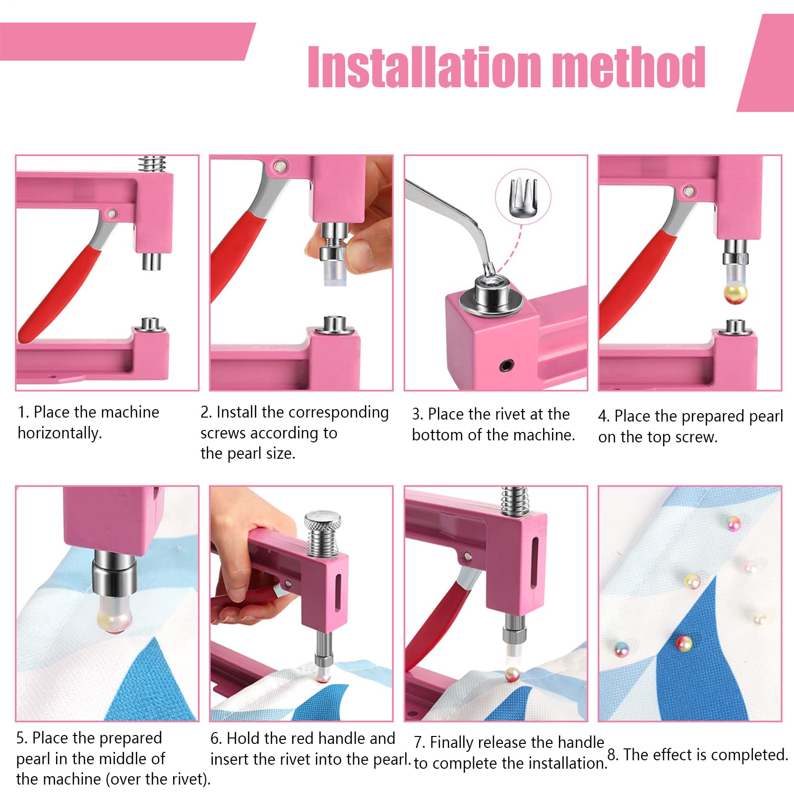 Patifirst Macchina per Incastonare Perle,Macchina Per Strass E Perle | Applicatore Per Creare Rivetti Artigianali Per Decorazione Gioielli Abbigliamento E Borsette