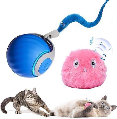 Speedy Sprint Ball and Chirping Ball, juguete interactivo para gatos (paquete de 2)