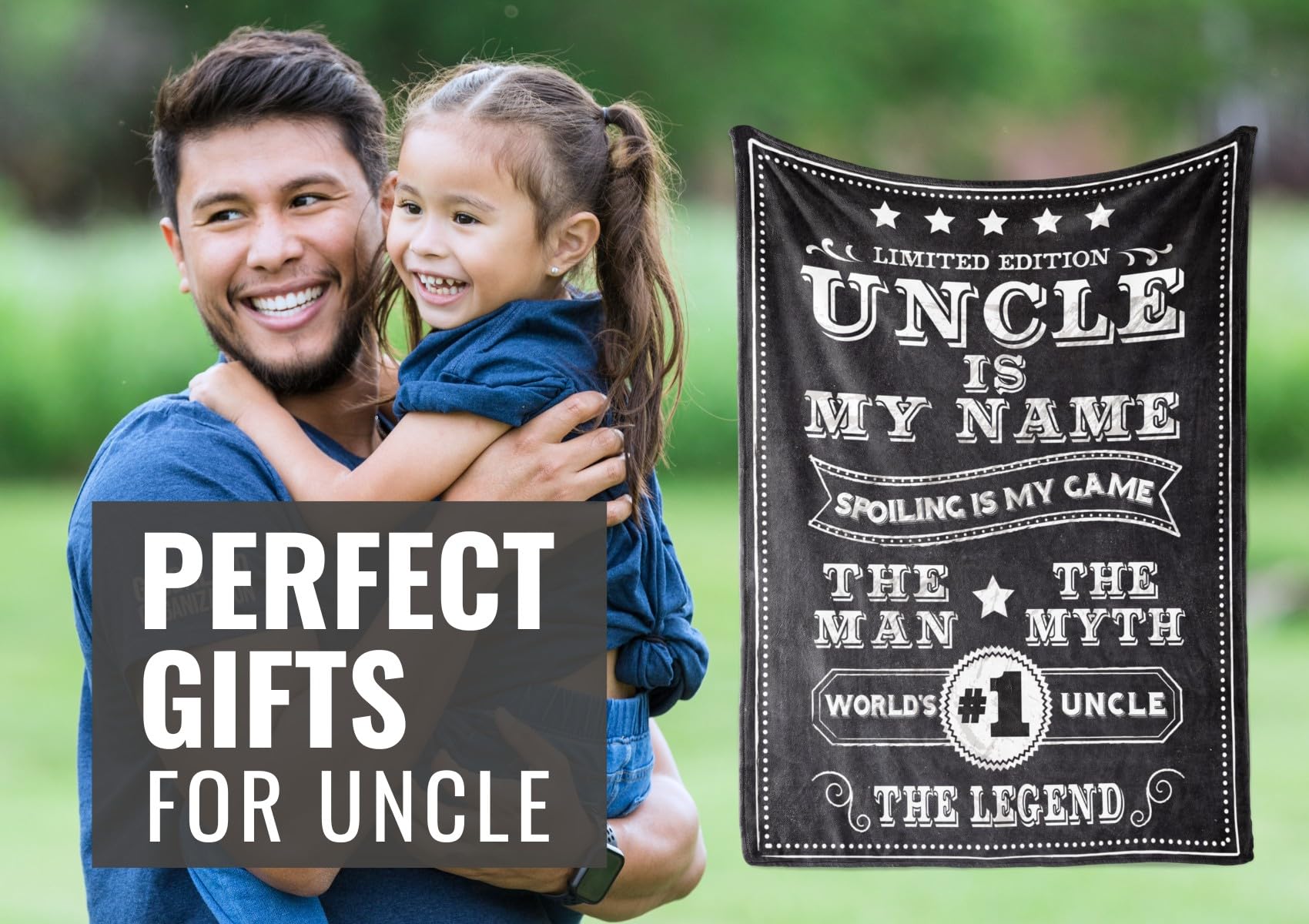 InnoBeta "Best Uncle Ever" Throw Blanket - 50x65 Inch, Super Soft Flannel Fleece Gift