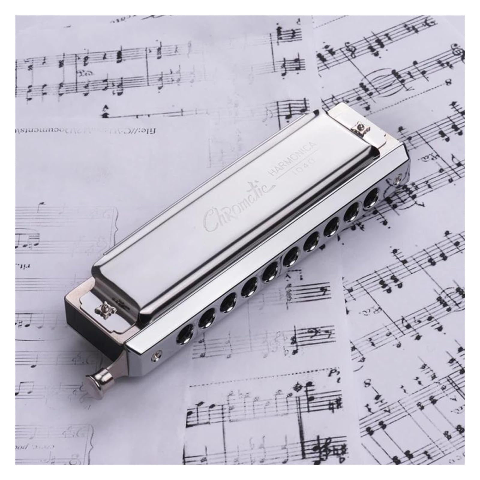 Mundharmonika Chromatische Mundharmonika 10 Löcher 40 Töne Tonart C Silber mit exquisiter Box Mundharmonika