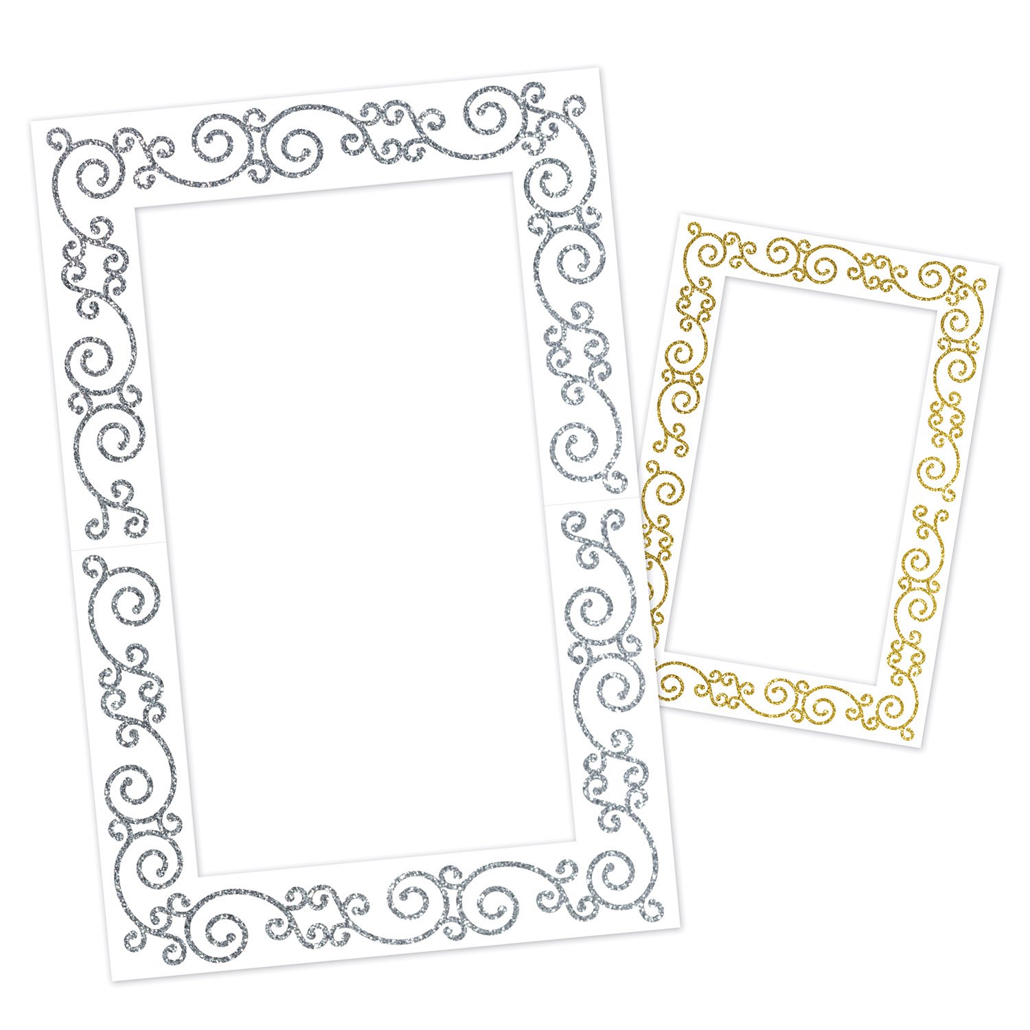 Cadre photo à paillettes Beistle 52134 blanc argenté doré pour fête