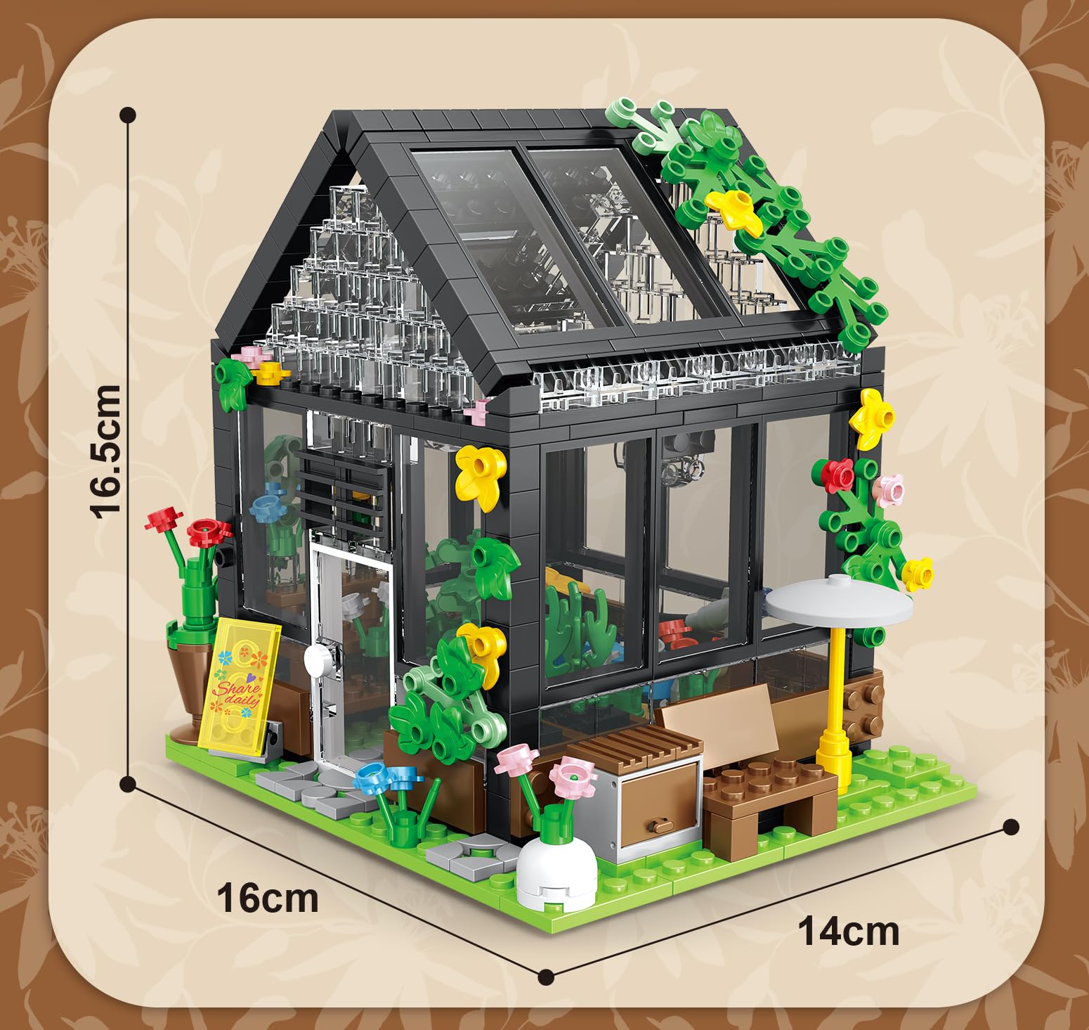 iZEL Kids Puzzle City Flower Art Building Blocks, Light Transparent Flower House, 588 Pieces, 6+ Years - Image 4