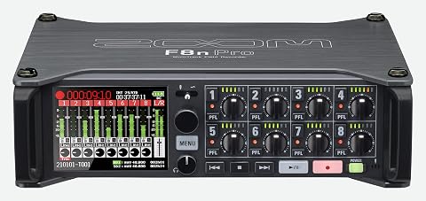 Zoom F8n Pro Field Recorder for Filmmakers with 8 Inputs & 10 Tracks
