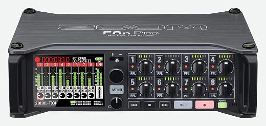Zoom F8n Pro Professional Field Recorder/Mixer, Audio for Video, 32-bit/192 kHz Recording, 10 Channel Recorder, 8 XLR/TRS ...