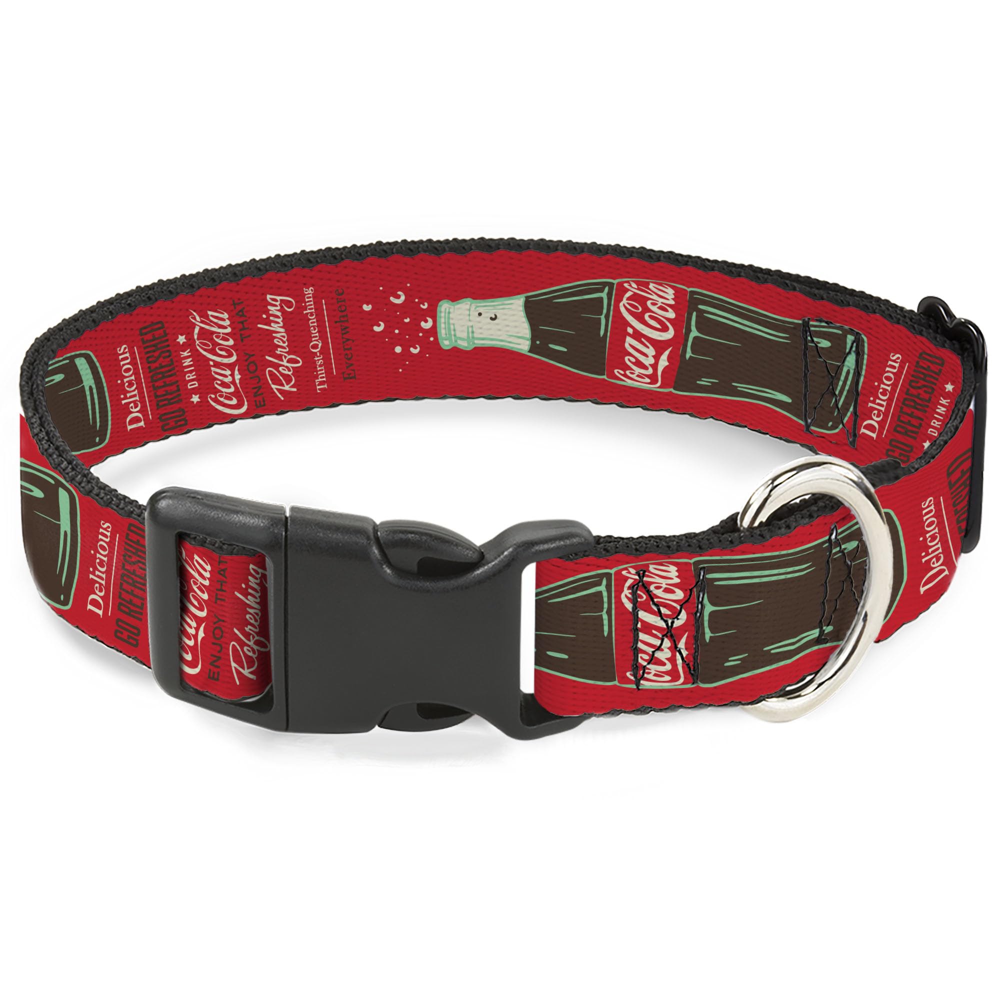 Collier pour chien Coca-Cola rouge large vintage boucle plastique 33-43cm