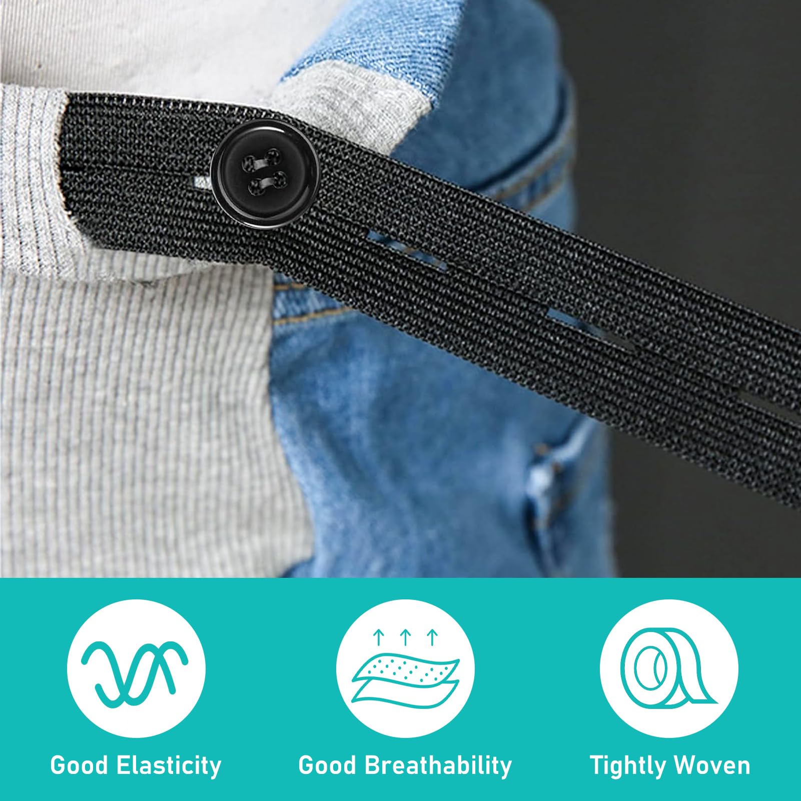 2 Élastique à Boutonnière 8m X 15mm, Bande Boutons Boutonnières Ruban