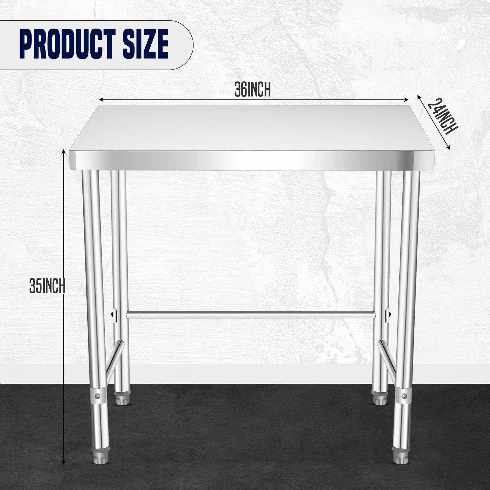 Snapklik.com : Stainless Steel Work Table 36x24 Inch w/Wheels