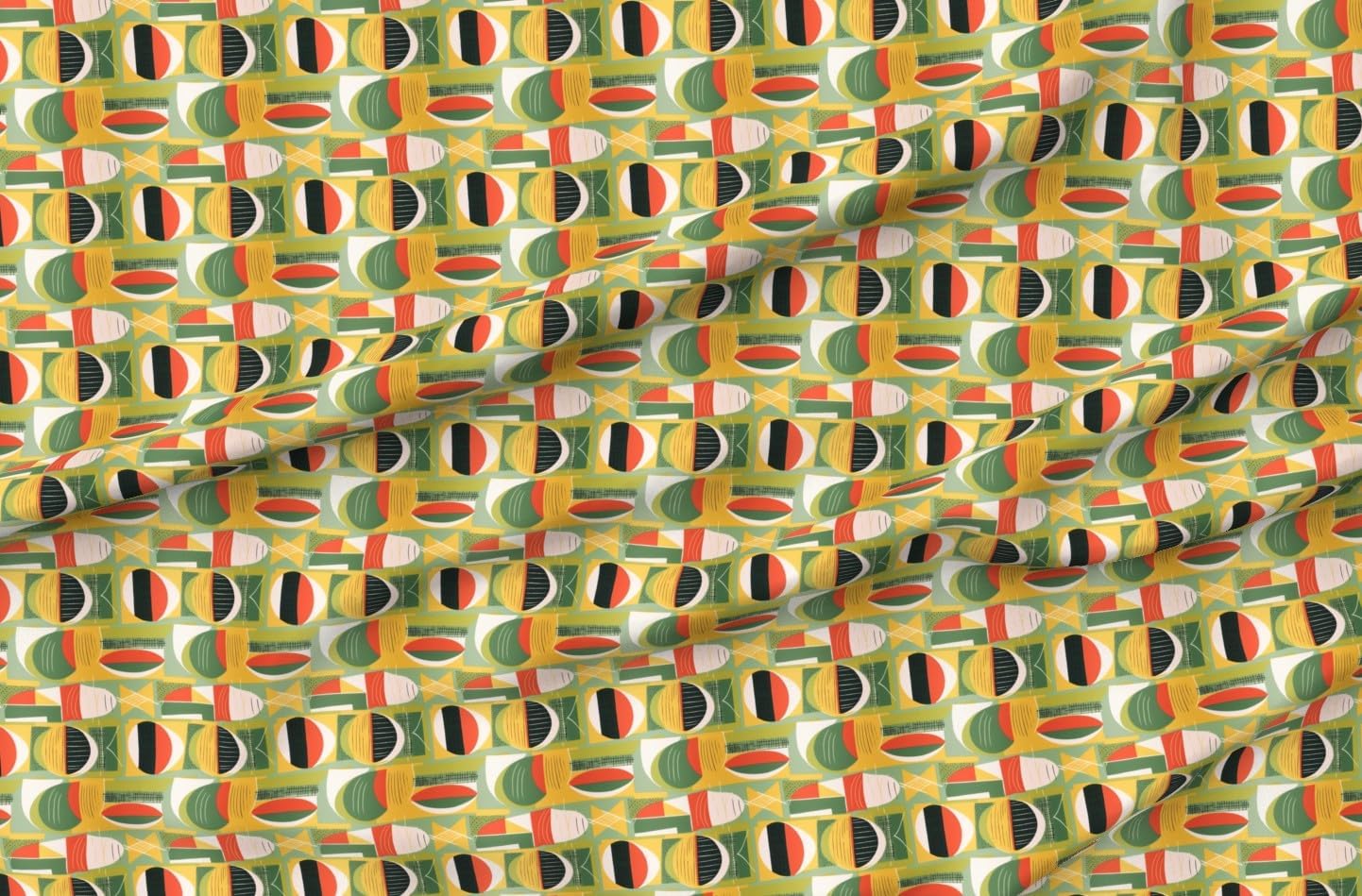 Spoonflower Fabric - Abstract Geometric Shapes Circles Square MCM Minimalism 1950S Printed on Petal Cotton Fabric Fat Quarter - Sewing Quilting Apparel Crafts Decor