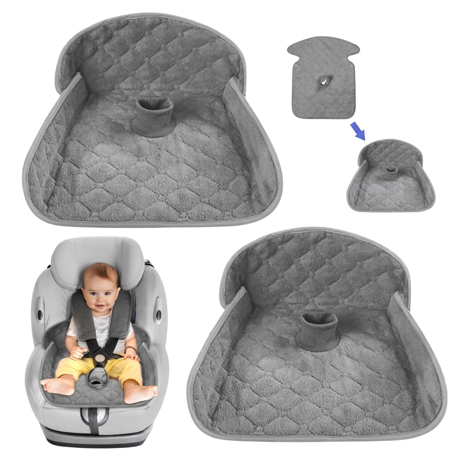2 Pack Universal Kindersitz Protektor Pad für Töpfchen Training, Wasserdichte Schutzunterlage, Kindersitz Protektor mit Trockensitz, Windel Lecks für Toilettentraining, Fit Alle Größen Autositze- Grau