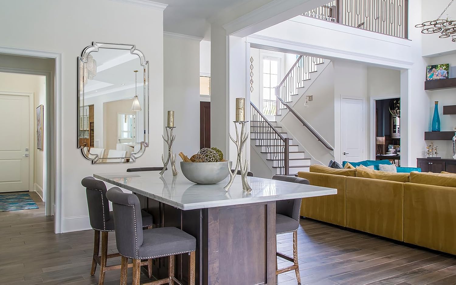 Chende Modern Decorative Wall Mirror, 47''x32'' Large Living Room Mirror with Beveled Glass Frame, Rectangle Accent Mirror for Bathroom, Dining Room, Entryway, Bedroom