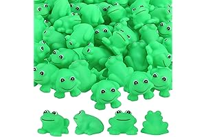 50 pcs Rubber Frogs Squeak and Floating Green Frog Bath Toys
