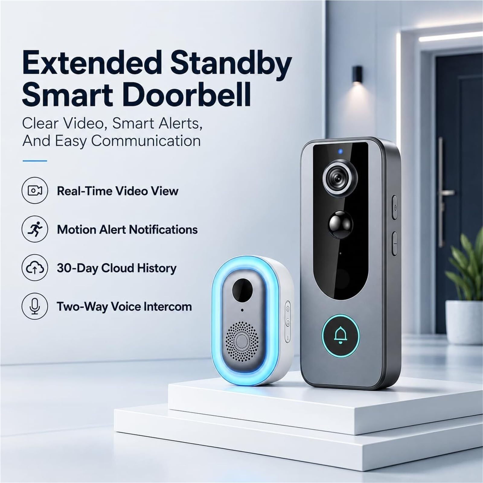Mothdust Camara Sonnette Video sans Fil Securite Batterie Rechargeable
