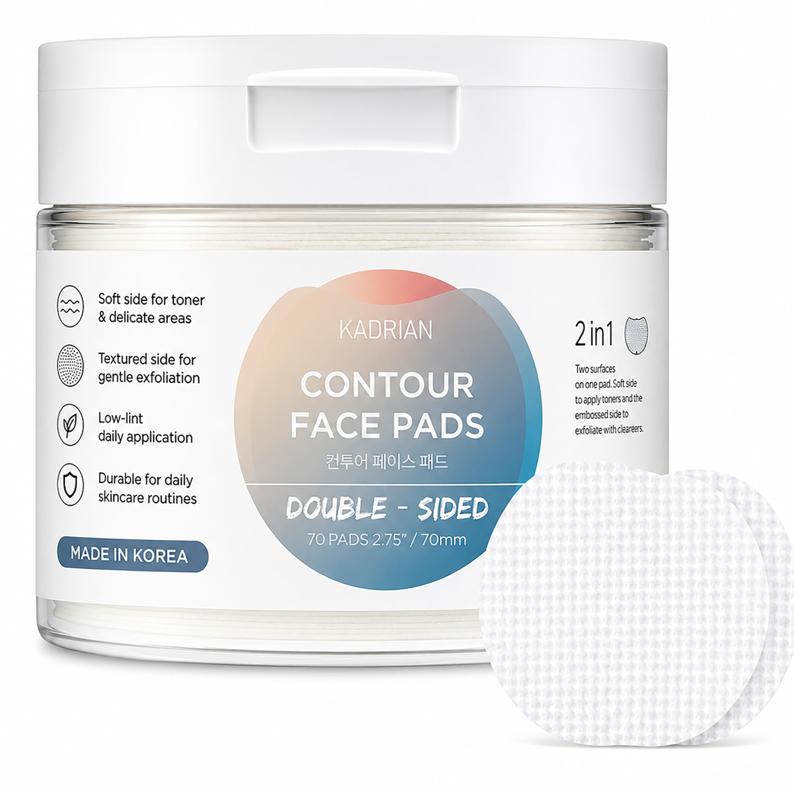 KADRIAN Rondas de algodón exfoliante para cara, doble cara, almohadilla redonda de algodón para cara, almohadillas de tóner de maquillaje, almohadillas de algodón para cara y ojos, almohadillas