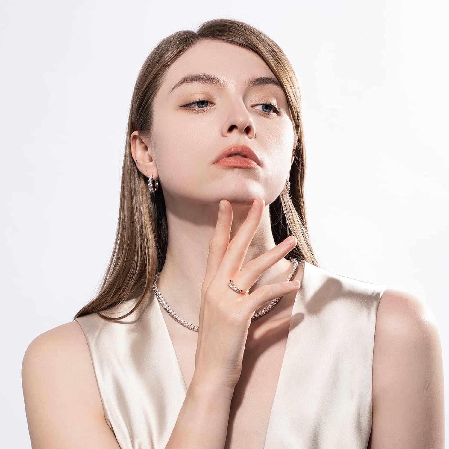 Miniatura 6 de AnuClub 5 Stone Moissanite Ring 1.5cttw D Color Lab Diamond Gold Plated Silver Stackable Rings For Women With Certificate