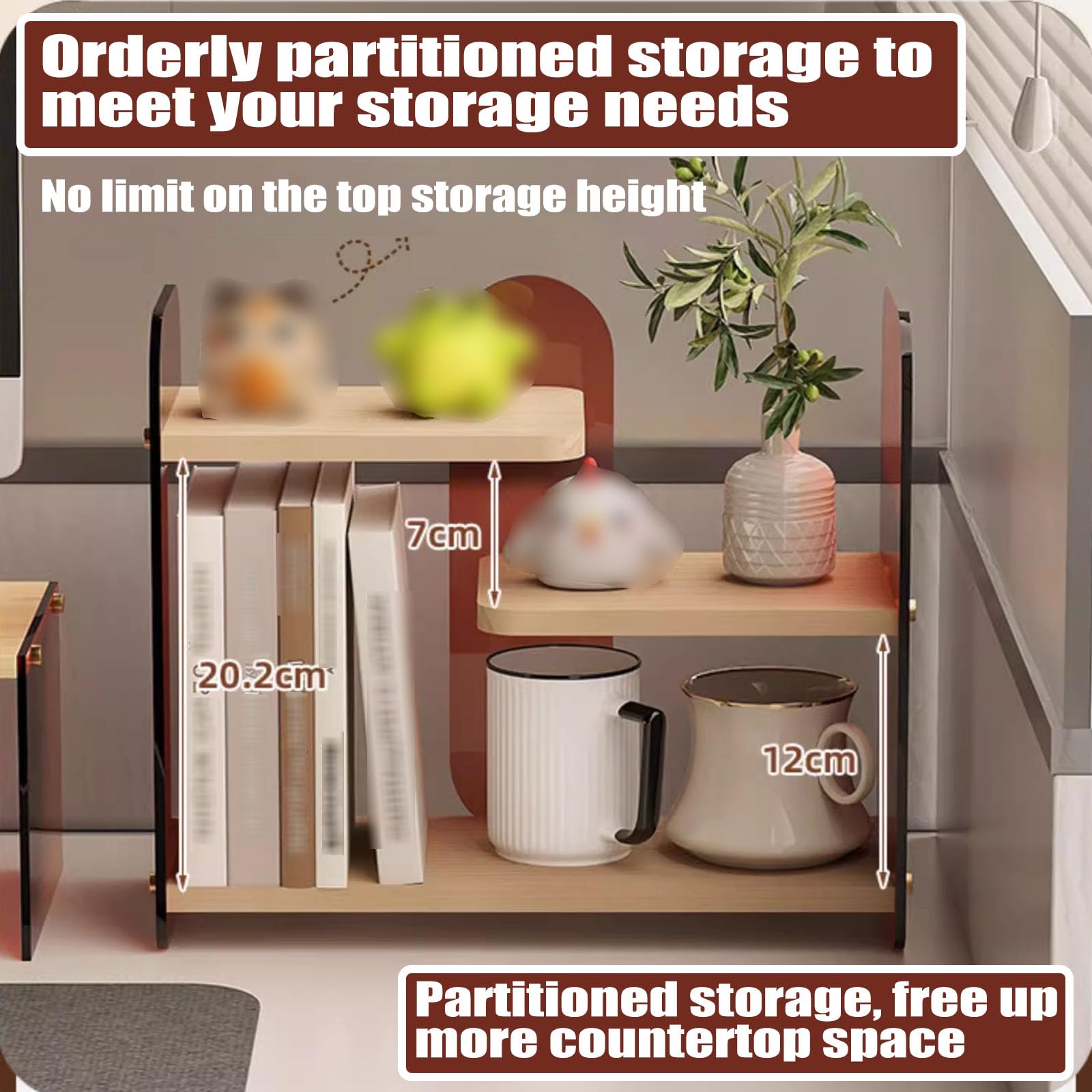 Organizador de maquillaje de 3 niveles, estante de almacenamiento de madera y acrílico para el cuidado de la piel y perfumes, organizador de maquillaje de encimera para baño y tocador