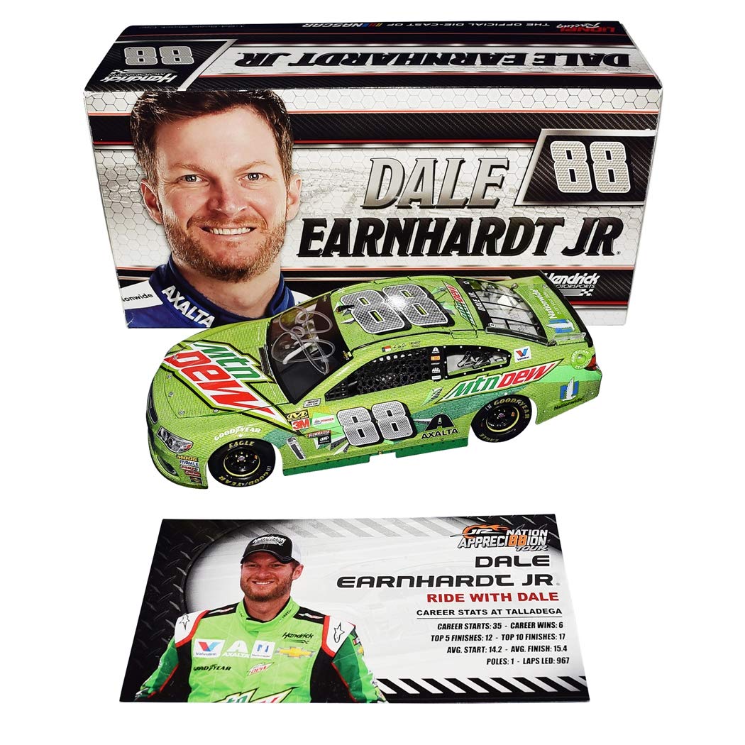 AUTOGRAPHED 2017 Dale Earnhardt Jr. #88 Mountain Dew/Ride With Dale TALLADEGA FINAL CAR (Raced Version) Monster Rare Signed Lionel 1/24 Scale NASCAR Diecast Car with COA (1 of only 2,713 produced!)