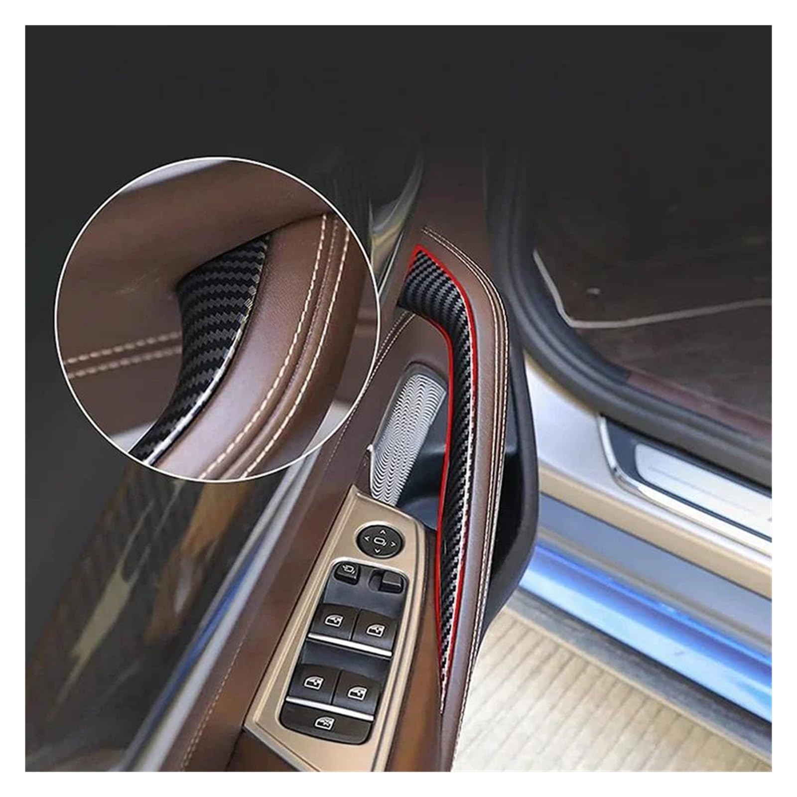 Maniglia interna Facile installazione 2/4 pezzi trazione interno per auto Coperture di trazione per BMW Serie 5 G30 G38 2018 2019-2021 2022 2023 Maniglia interna portiera(4 Carbon Fiber Look)