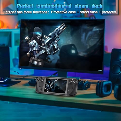 Miniatura 7 de Funda protectora con soporte para cubierta de vapor con 2 paquetes Protector de pantalla de vidrio templado HD y 6 piezas de piel funda protectora