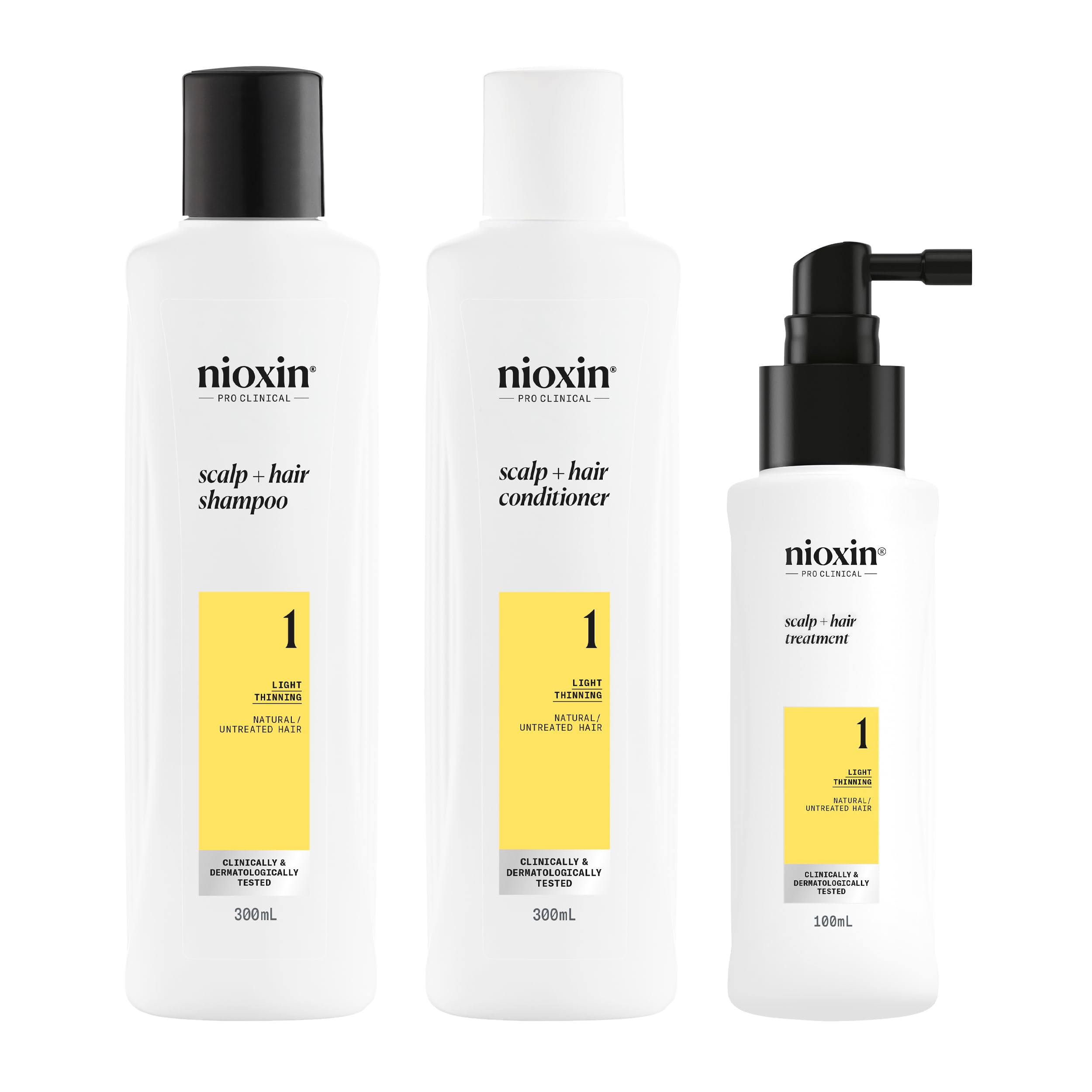 Nioxin Sistema 1 - Champú / Acondicionador / Tratamiento - para Cabello y Cuero Cabelludo - Cabello Natural con Debilitamiento Leve