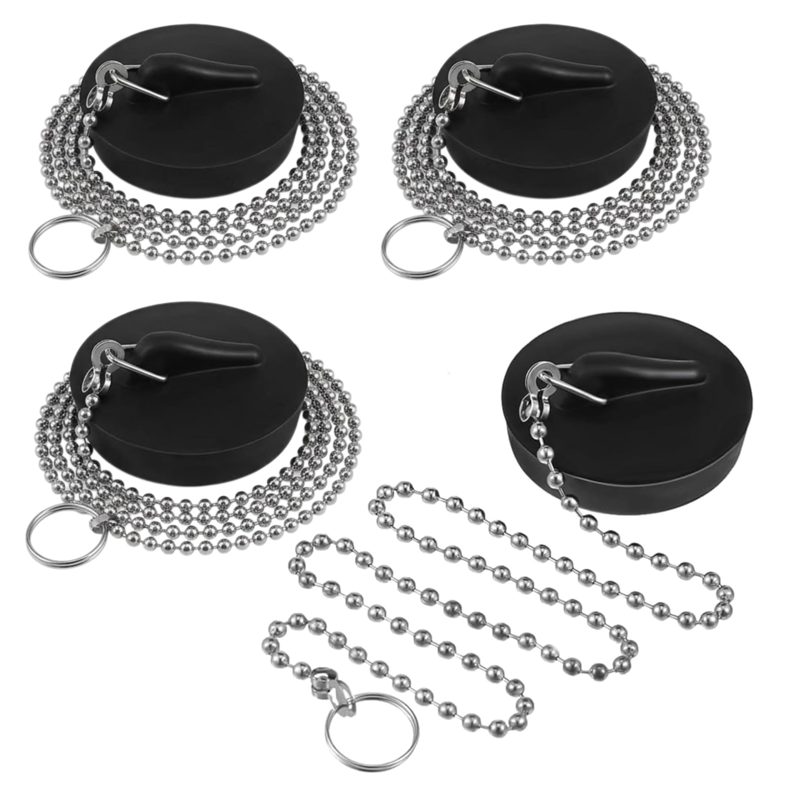 4 Pcs Universal Bath Plug and Chain, 42-45 mm with 40 cm Chains