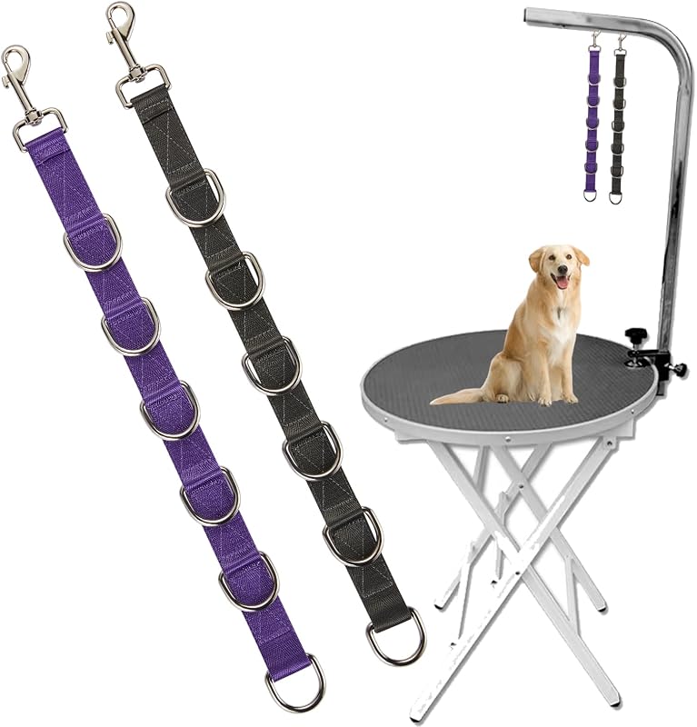 Extensor de Guia para Tosa de Cães FURSDOLY em Nylon com Argolas D e Engate Rápido, 2 Unidades (Violeta e Cinza)