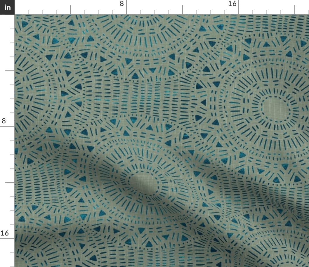 Spoonflower Fabric - Muted Sage Mandala Bohemian Green Rustic Boho Distressed Weathered Printed on Petal Cotton Fabric Fat Quarter - Sewing Quilting Apparel Crafts Decor