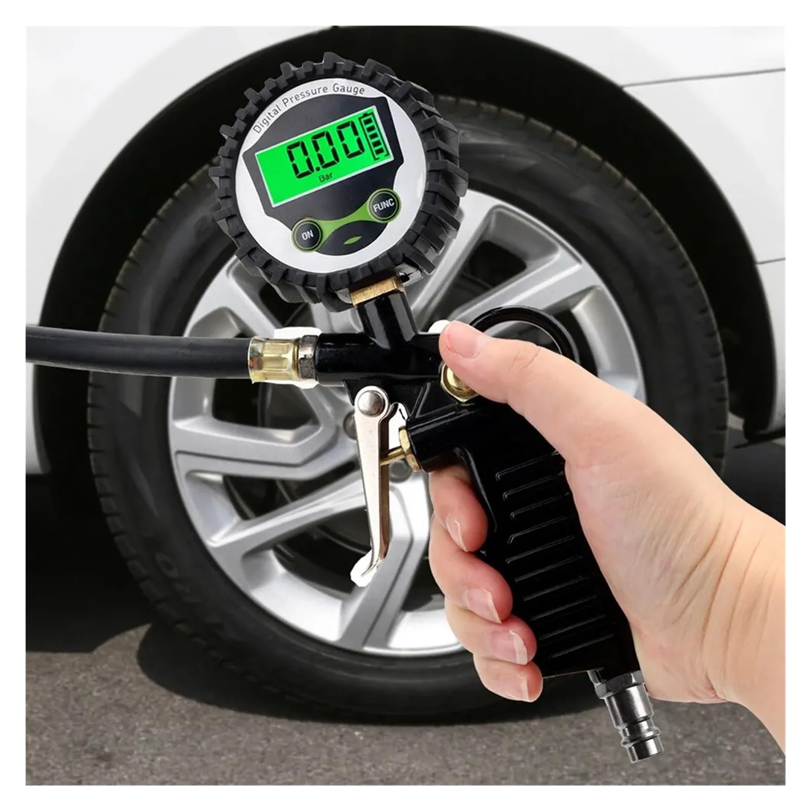 Cyfrowy Wyświetlacz LCD Dla Auto Car Bike Motor Podświetlenie LED Tester Pojazdu Samochód UE Wskaźnik Inflatora Ciśnienia Powietrza W Oponach łAtwy W UżYciu