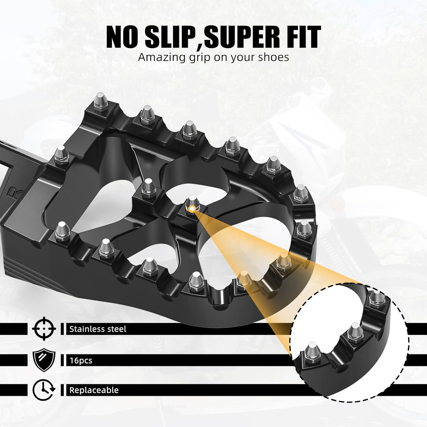 NICECNC Black 57mm Wide Foot Pegs Pedals Rests Dirt Bike Compatible with Suzuki DRZ400S/DRZSM 2000 2001 20002 2003 2004 2005-2020 2021 2022 2023 2024,See Fimment